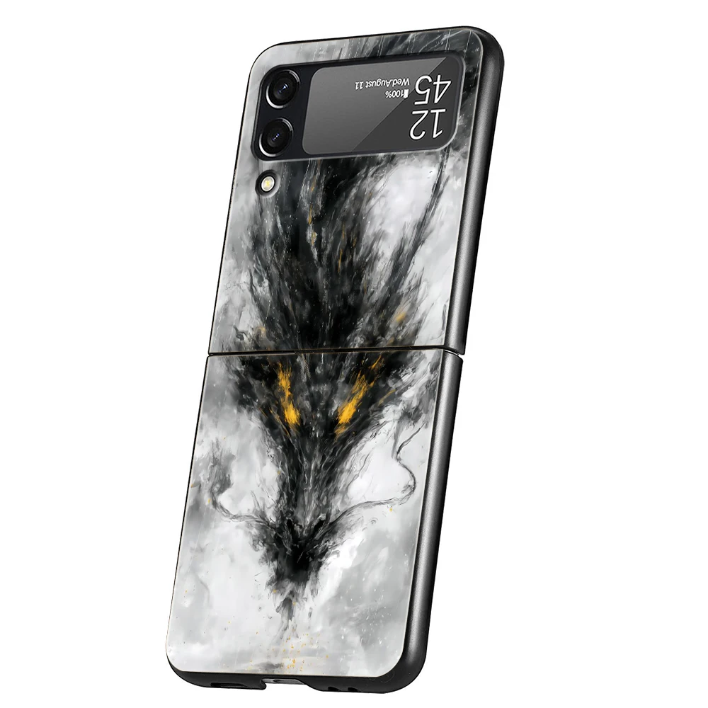 Funda de teléfono Dragon para Samsung Galaxy Z Flip 3 4 5 6 7 PC plegable negro duro para Samsung Z Flip3 Flip4 Flip5 - imagen 4