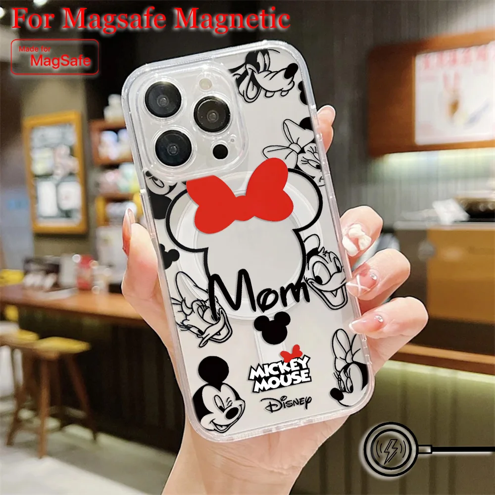Preciosa funda de teléfono magnética Mickey Magsafe para Samsung Galaxy S25 S24 S23 S22 S21 S20 FE Plus Ultra 5G, funda transparente de TPU - imagen 4