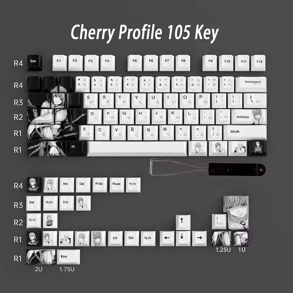105 teclas cadena chica Keycap tinte Sub Anime dibujos animados Keycaps para 61/64/68/75/80 Cherry MX interruptores Gaming Wooting60he teclado Cap - imagen 5