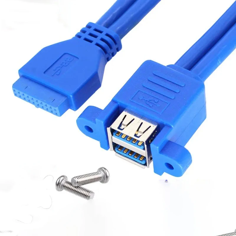 Cable de Panel frontal USB 3,0, deflector de placa base, adaptador de 19 pines a 2 puertos, carcasa de escritorio, cable frontal USB 3,0, 0,3 m, 0,5 m, 0,8 M - imagen 3