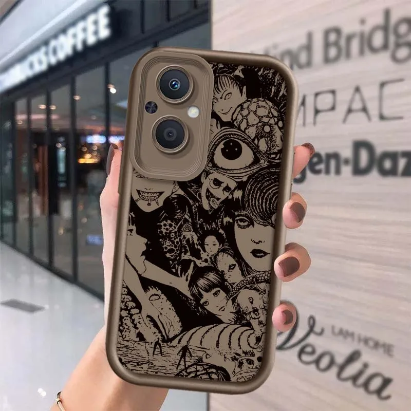 Junji Ito horreur bandes dessinées adapté pour OPPO Reno10 Reno8 Reno7 Reno6 Reno5 T Z Lite Pro Plus 5G coque de téléphone avec échelle oculaire - imagen 3