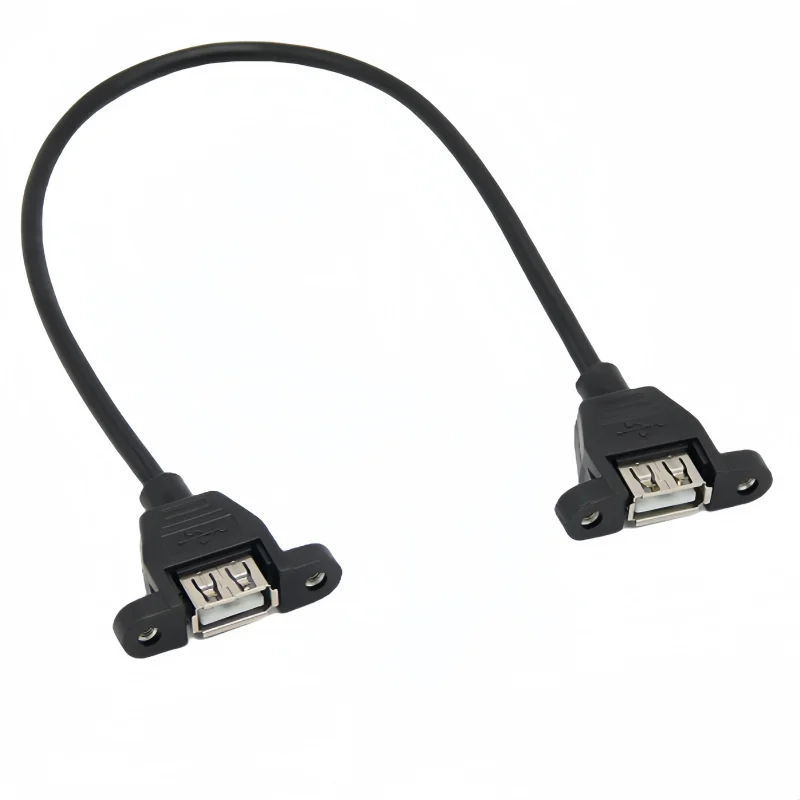 Cable de extensión USB 2,0 hembra a hembra con orificio para tornillo de oreja para fijar Cable de extensión USB hembra Dual - imagen 3