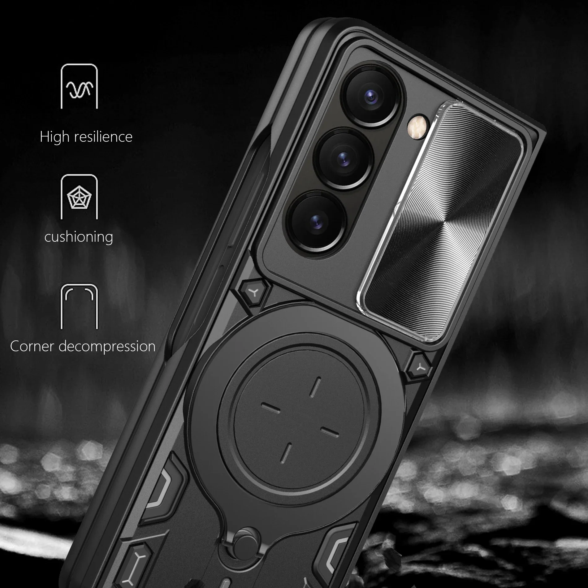 Para Samsung Fold6 Fold5 Fold4 tapa de lente de cámara anillo magnético giratorio funda de teléfono con tapa - imagen 2