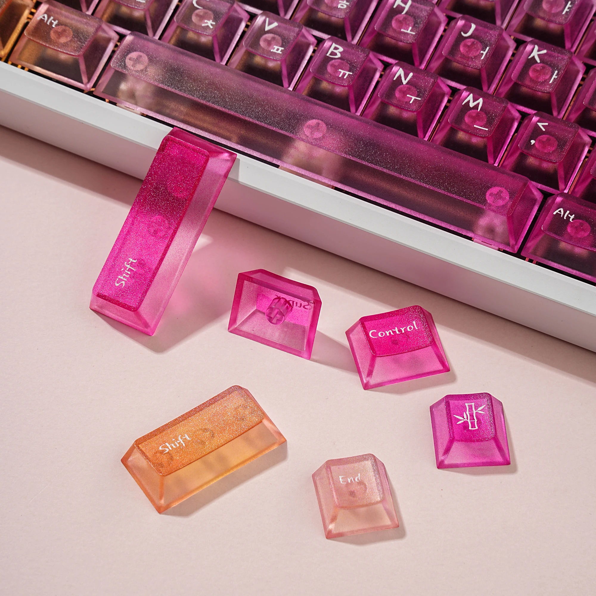 Teclas coreanas antiniebla Kermeates gradiente de Color PC perfil de cereza impresión UV para teclado mecánico coreano interruptor MX - imagen 3