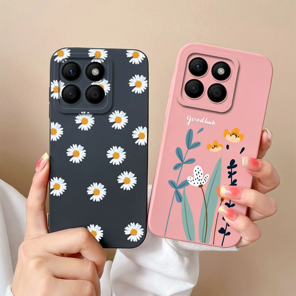 Funda protectora de silicona líquida para Honor X8b, carcasa cuadrada con diseño de girasol, dinosaurio bonito, parachoques