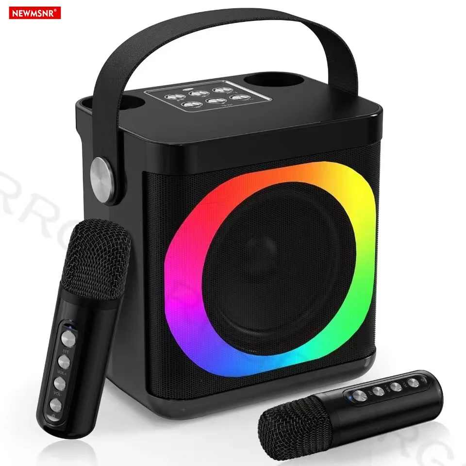 Altavoz estéreo envolvente 20W 360 con Bluetooth 5,3, Subwoofer de doble micrófono, Boombox portátil para fiesta familiar, Karaoke, máquina de canto