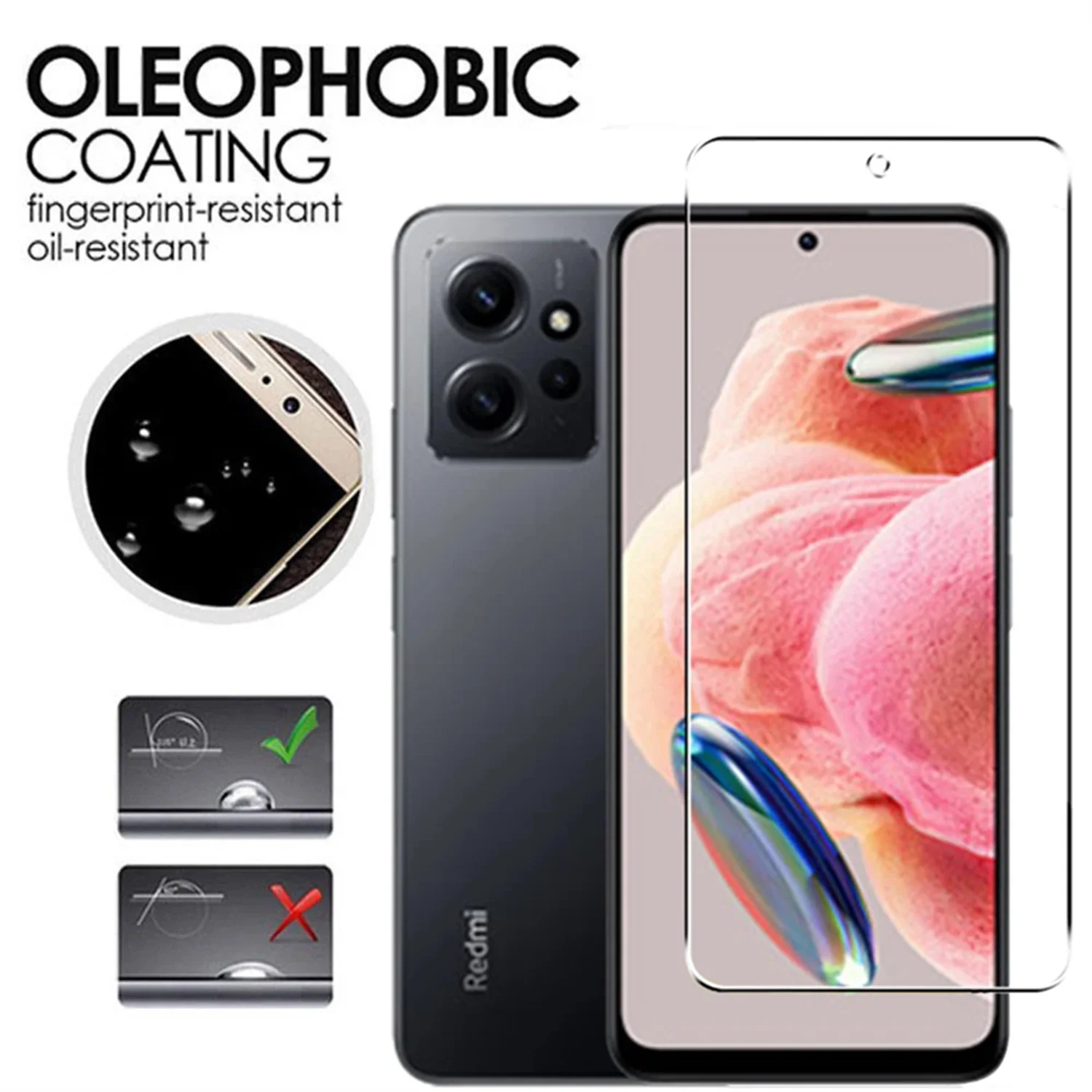 Protector de pantalla de vidrio templado 9H para Xiaomi Redmi Note 12 4G/5G HD Protección transparente antiarañazos Juego de 2/4 piezas - imagen 5