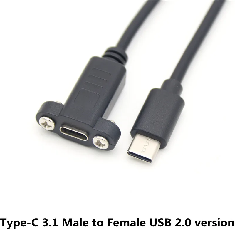 Cable de extensión USB2.0 C tipo C 3,1 macho a hembra con orificio de tornillo de montaje en Panel, espaciado de 17mm para instalación mecánica - imagen 2