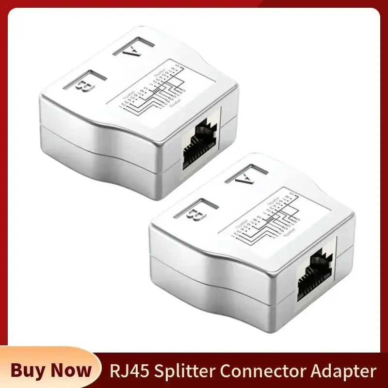 Acoplador RJ45, adaptador de conector divisor de 1 a 2 vías, enchufe Modular Ethernet, caja blindada, extensor hembra RJ 45, conexión de Internet - imagen 2