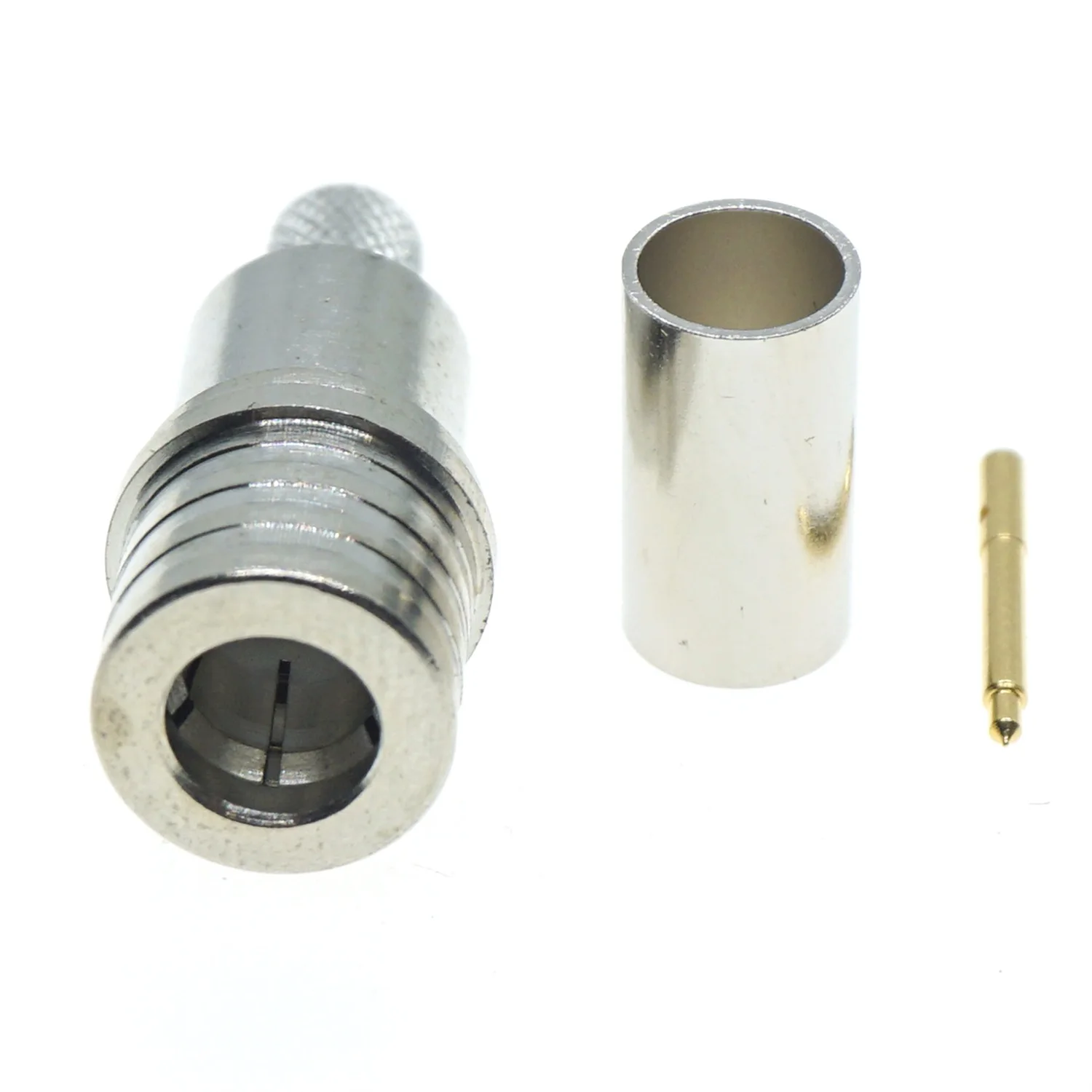 QMA enchufe macho engarzado para LMR195 RG58 RG400 RG142 Cable lote conector RF