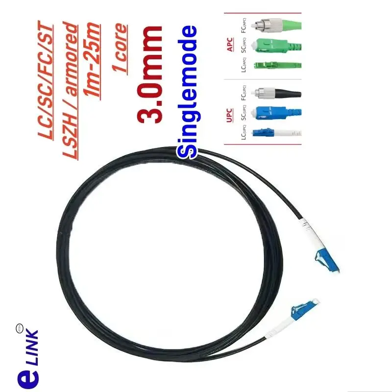 Cable de conexión de fibra óptica blindado 1C 1-25m 20m10m TPU monomodo SCAPC LCAPC impermeable LC SC FC 1 puente de núcleo al aire libre SM SX 3mm