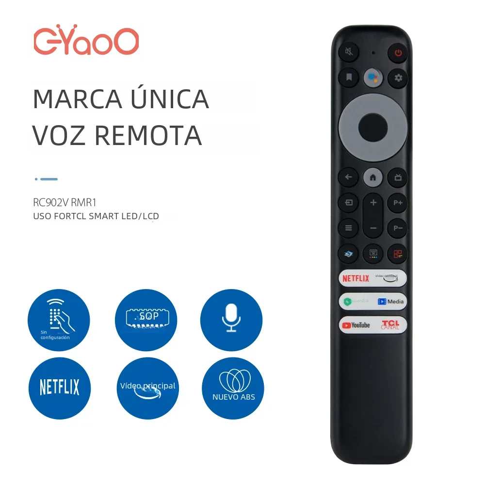 Control Remoto por voz para Smart TV, Control Remoto RC902V FMR1 para TCL 8K Qled, 50P725G 55C728 75C728 X925PRO 65X925 iFFALCON 75H720