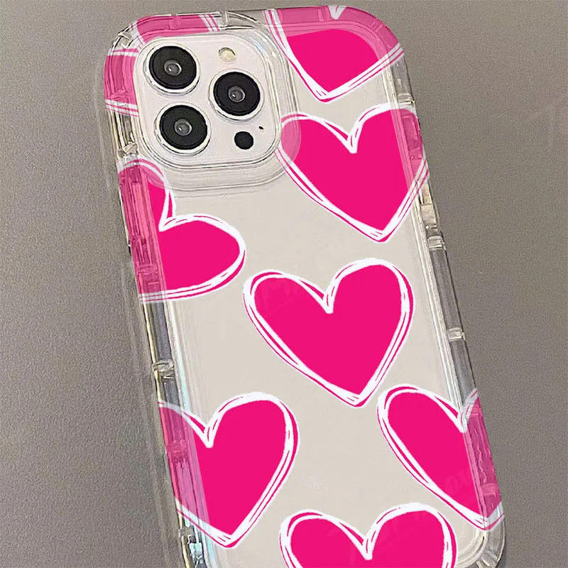 Funda de teléfono transparente de corazón de amor de lujo para iPhone, 15, 14, 13, 12, 11 Pro Max, XR, XS, X, 8, 7, 6, 6S Plus, SE, 2020, funda de silicona a prueba de golpes - imagen 4