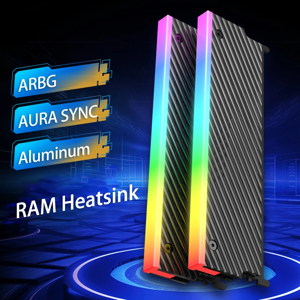 Disipador de calor con almohadilla de silicona térmica para PC de escritorio, radiador ARGB Aura Sync, chaleco de refrigeración de memoria de PC, 5V, 3 pines RAM - imagen 4