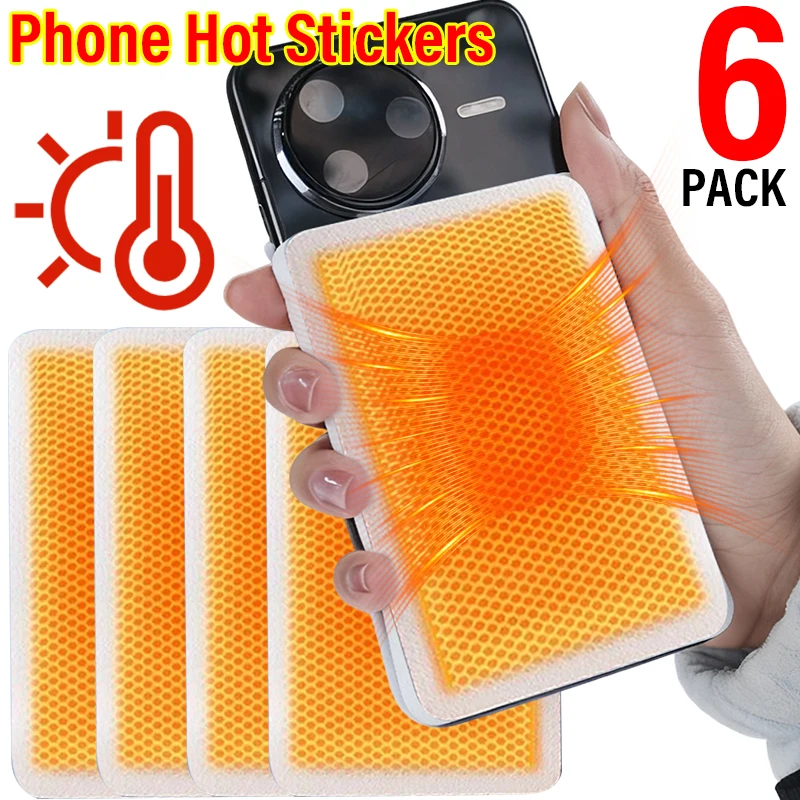 Pegatina calefactora para teléfono móvil de invierno, pegatinas a prueba de frío para viajes al aire libre, esquí, IPhone, Samsung, Mi, teléfonos y tabletas, 2/4/6 Uds.
