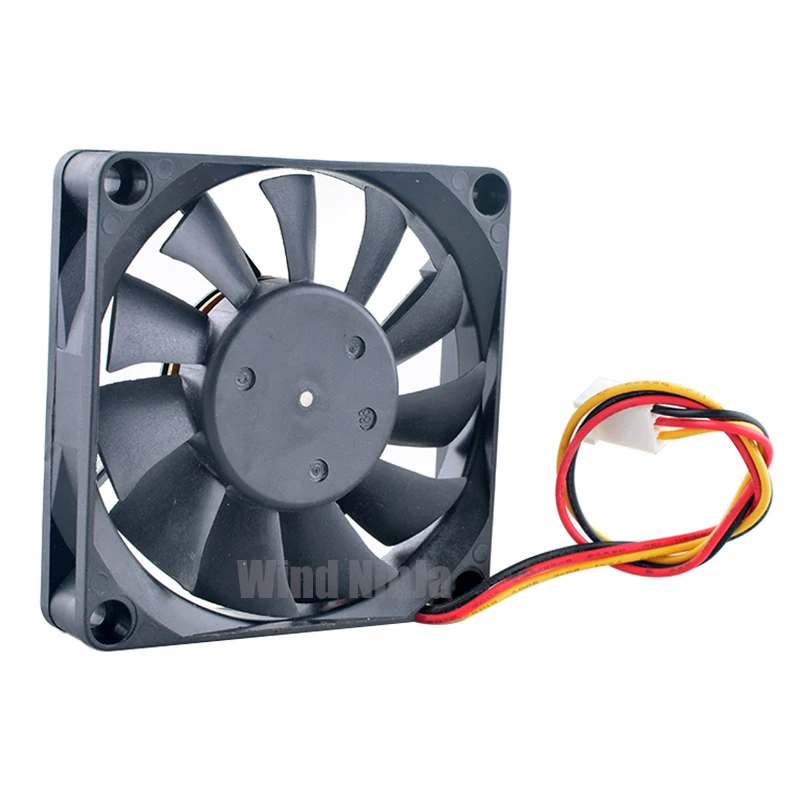 Ventilador de refrigeración con doble rodamiento de bolas, 7cm, 70mm, D07R-12B2M, DC12V, 0,10a, chasis de 3 pines, ventilador enfriador de CPU para Hardware de ordenador, tamaño 70x70x15mm