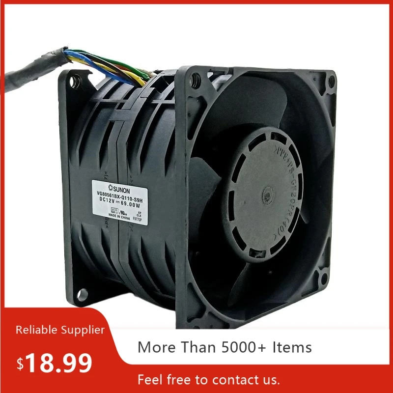 VG80561BX-Q110-S9H Ventilador de enfriamiento de alta velocidad de 80 mm x 56 mm, refuerzo de automóvil de doble bola, 12 V para refuerzo de automóvil y refrigeración industrial