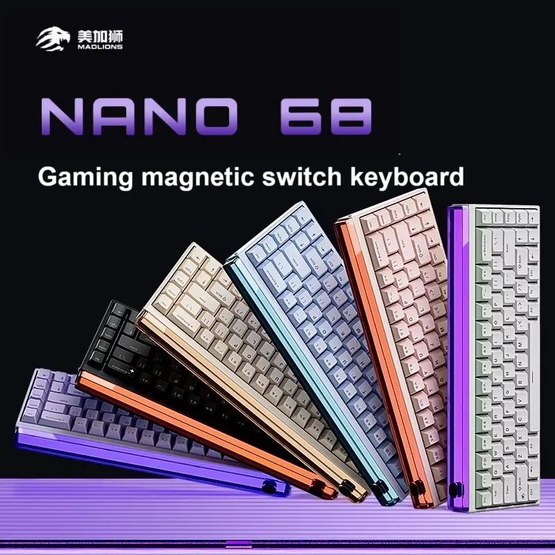 Madlions NANO 68/68 PRO teclado de eje magnético TTC eje tipo C RGB 8000HZ ajustable 0 zona muerta RT 0,01 teclado para juegos Esports