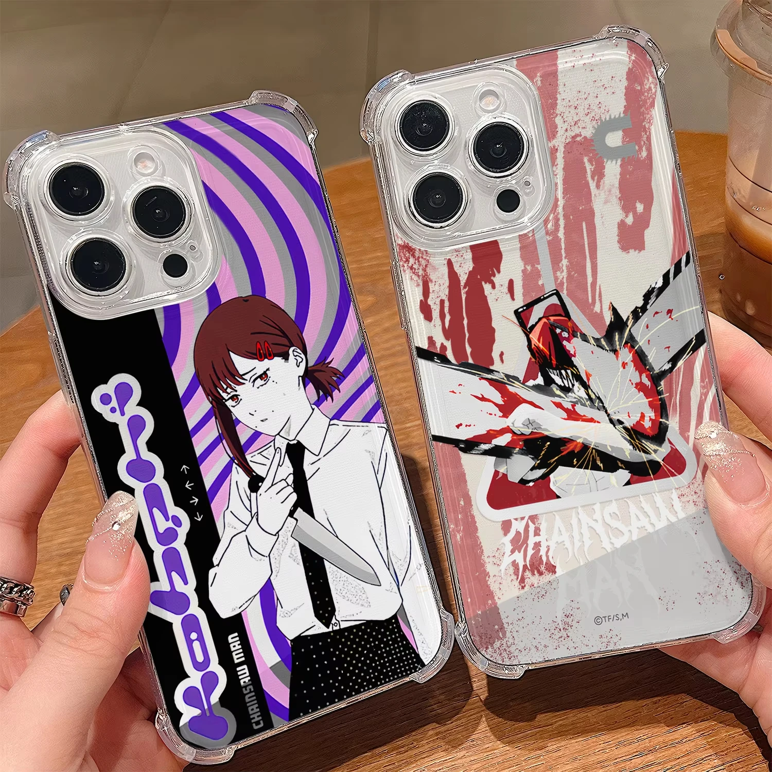 Funda de teléfono anticaída cuádruple m-man con motosierra de Anime para iPhone 17 Air 16 ProMax 15 14 Plus 13 12 11, funda de silicona a prueba de golpes - imagen 2