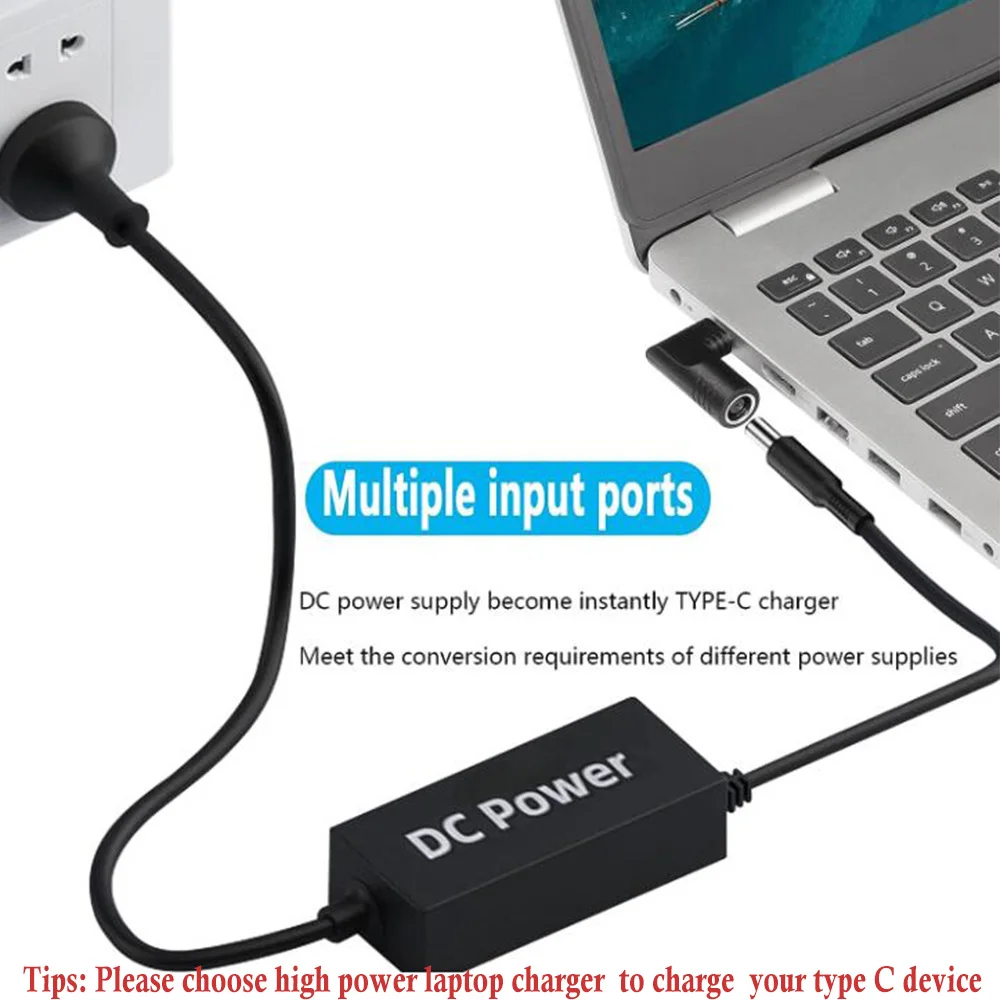 Enchufe cuadrado de CC de 100W para cargador de ordenador portátil Lenovo a USB C PD, convertidor de adaptador de corriente tipo C, Cable de carga rápida para MacBook - imagen 3