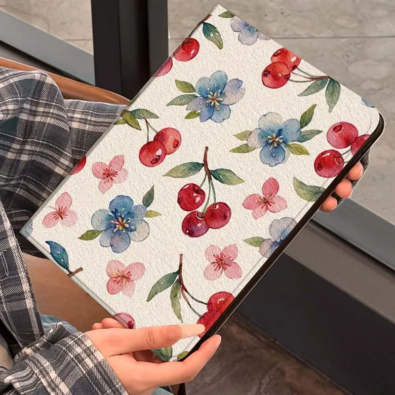 Arte flores puras rosa cereza para Samsung Galaxy Tab S7 S8 S9 S10 11 12,4 13,1 FE Plus Lite pulgadas funda para tableta - imagen 2