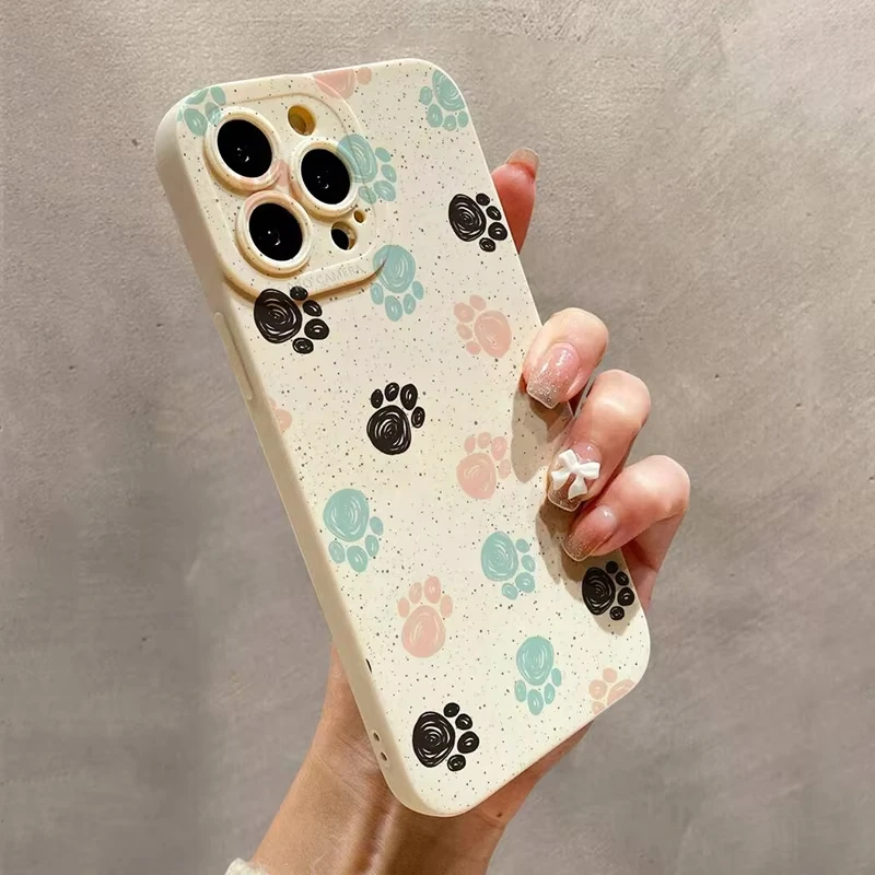 Funda de teléfono de silicona líquida con huella de perro para Samsung Galaxy A15 A35 A54 A55 S25 Ultra S24 FE S23 Plus S22 S20 S21 - imagen 4