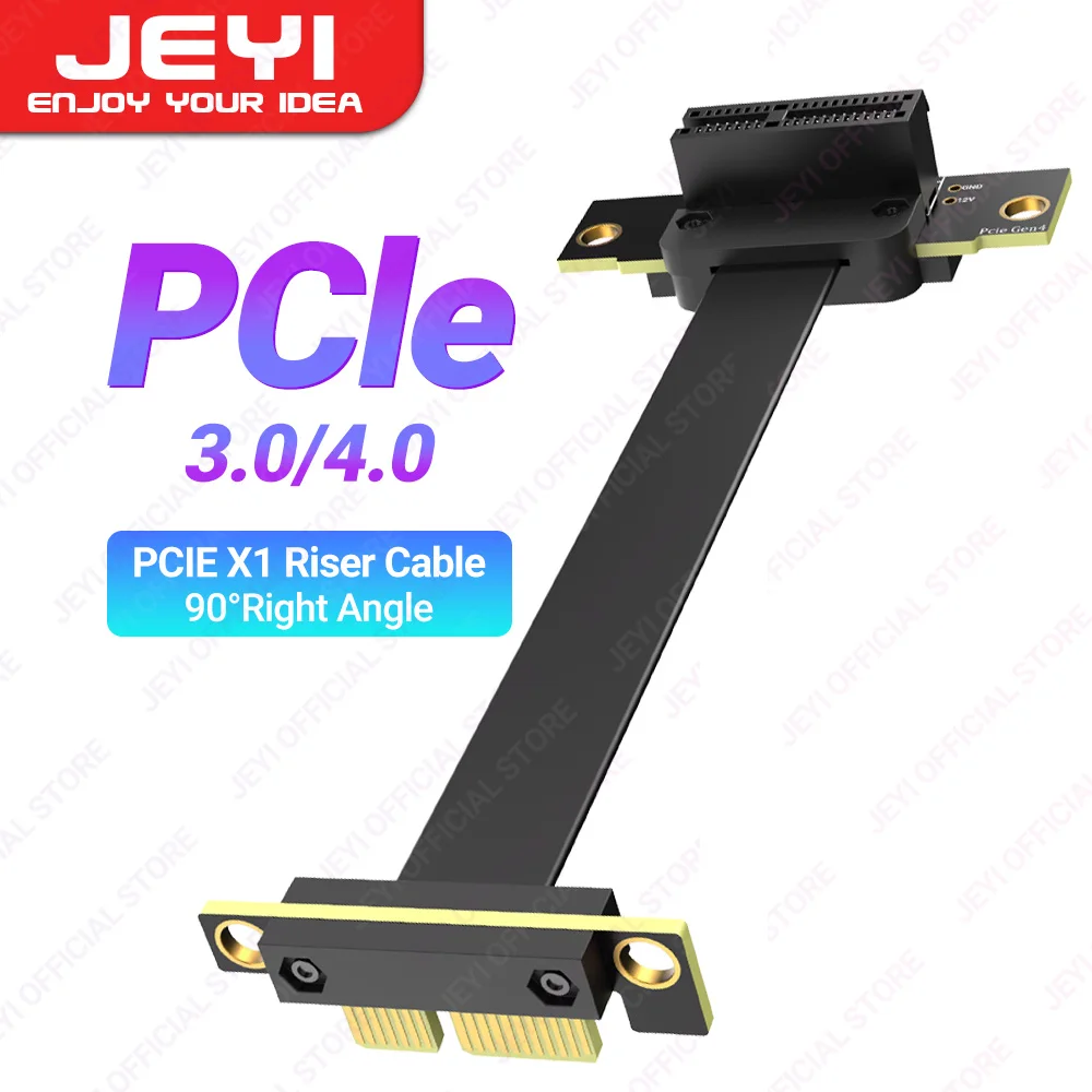 Cable elevador JEYI PCIe 4.0/3,0 X1, 90 °   Cable de extensión PCI Express X1 de ángulo recto para tarjeta WiFi PCIe, adaptador M.2, tarjeta USB PCIe