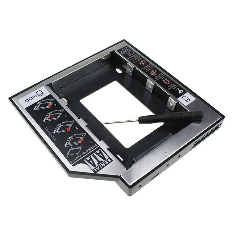 Bandeja de unidad óptica SATA para ordenador portátil de aluminio de 12,7mm, bahía de disco duro para carcasa de chasis HDD SSD de 2,5 "y 1TB + soporte LED SSD - imagen 3