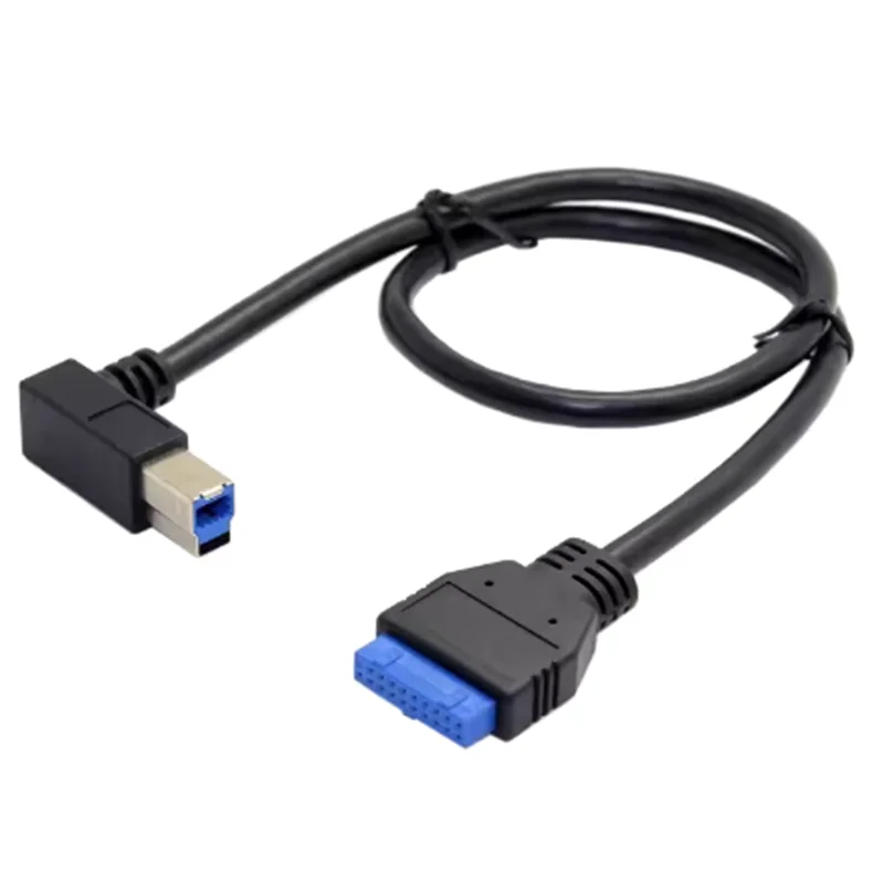 Cable conector de cabezal de 19 pines para placa base 3,0, USB 3,0 tipo B de 90 grados macho a 3,0, para impresora, escáner, caja de disco duro, 50cm - imagen 3