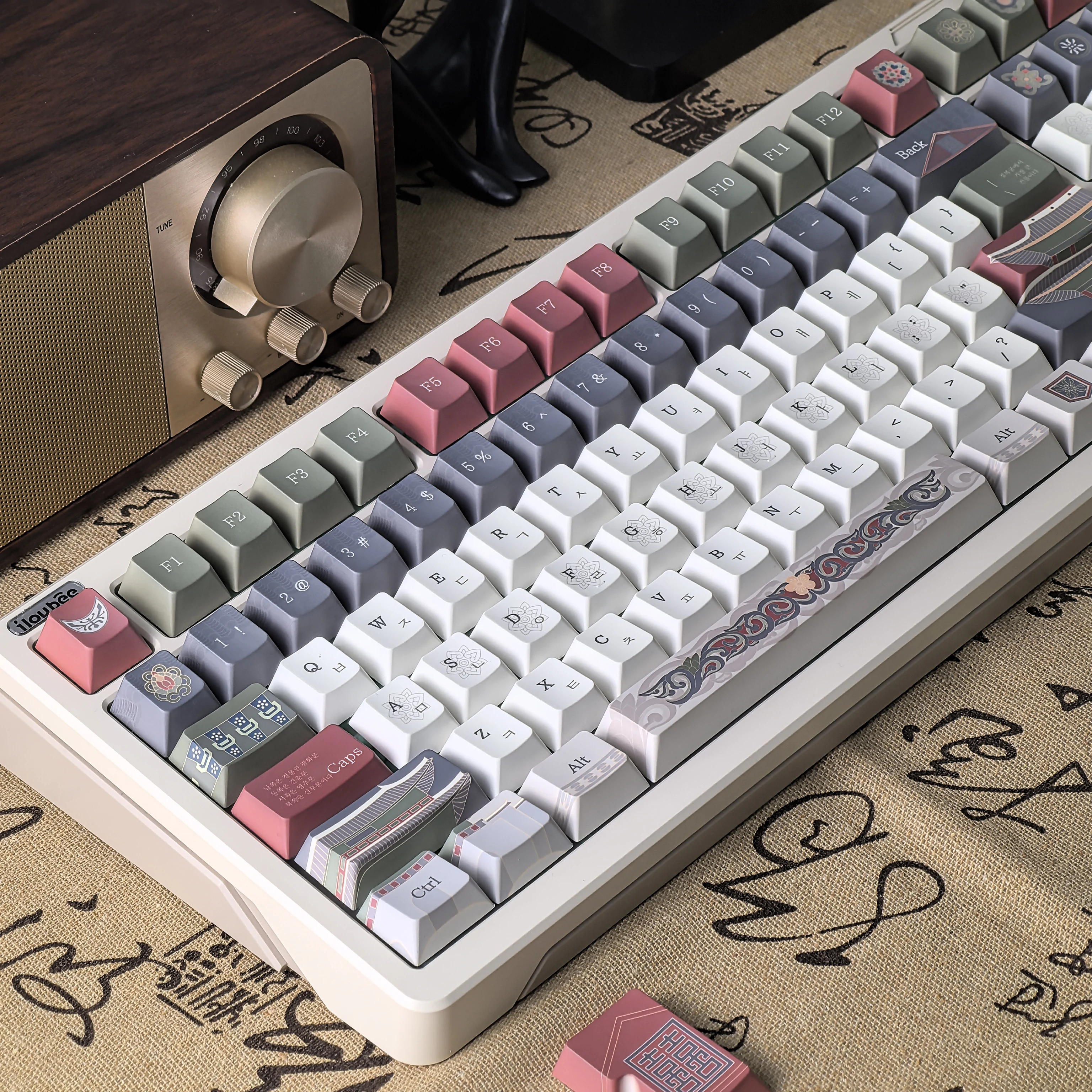 Cherry coreano Keycap Gyeongbokung Palace Moa Pbt arquitectura antigua Vintage Retro teclado Keycap para Aula 75/F87/F99