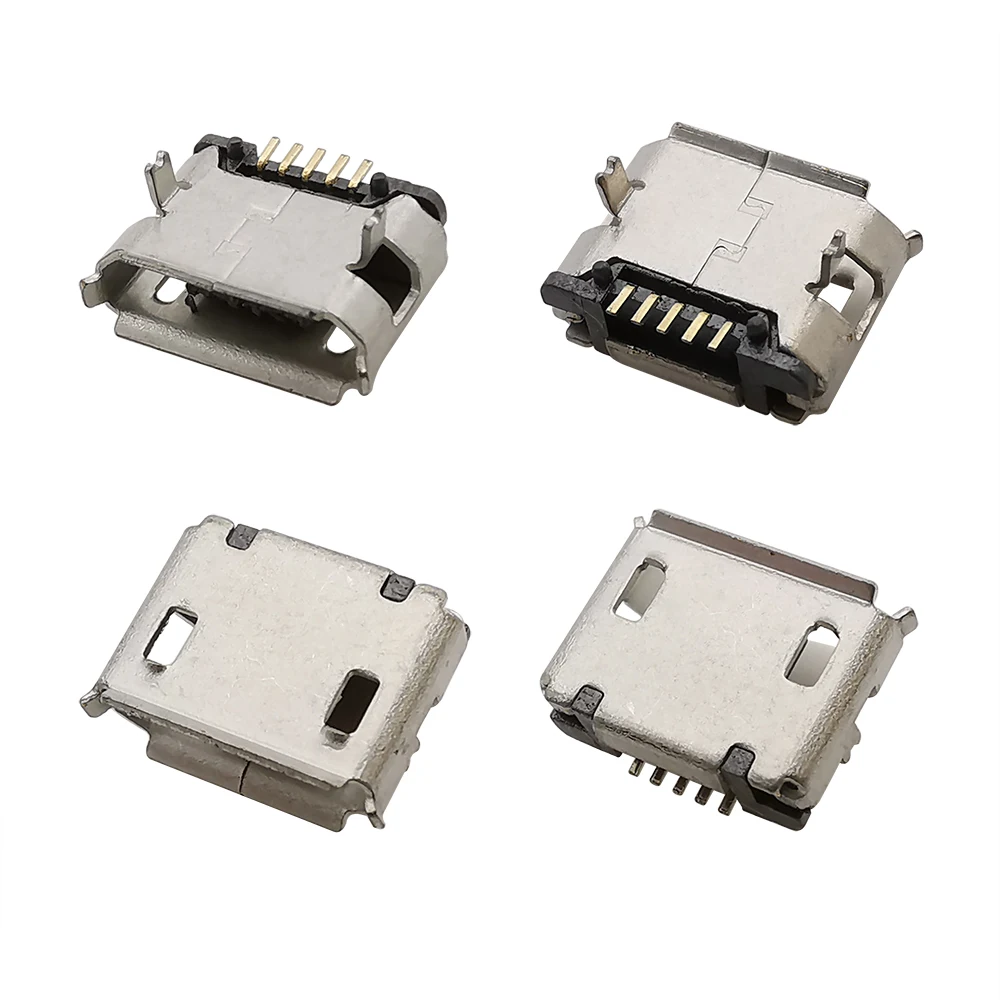 Conector Micro USB de 5 pines, aguja corta para teléfono móvil, enchufe de datos trasero, puerto de carga, 20/50 piezas