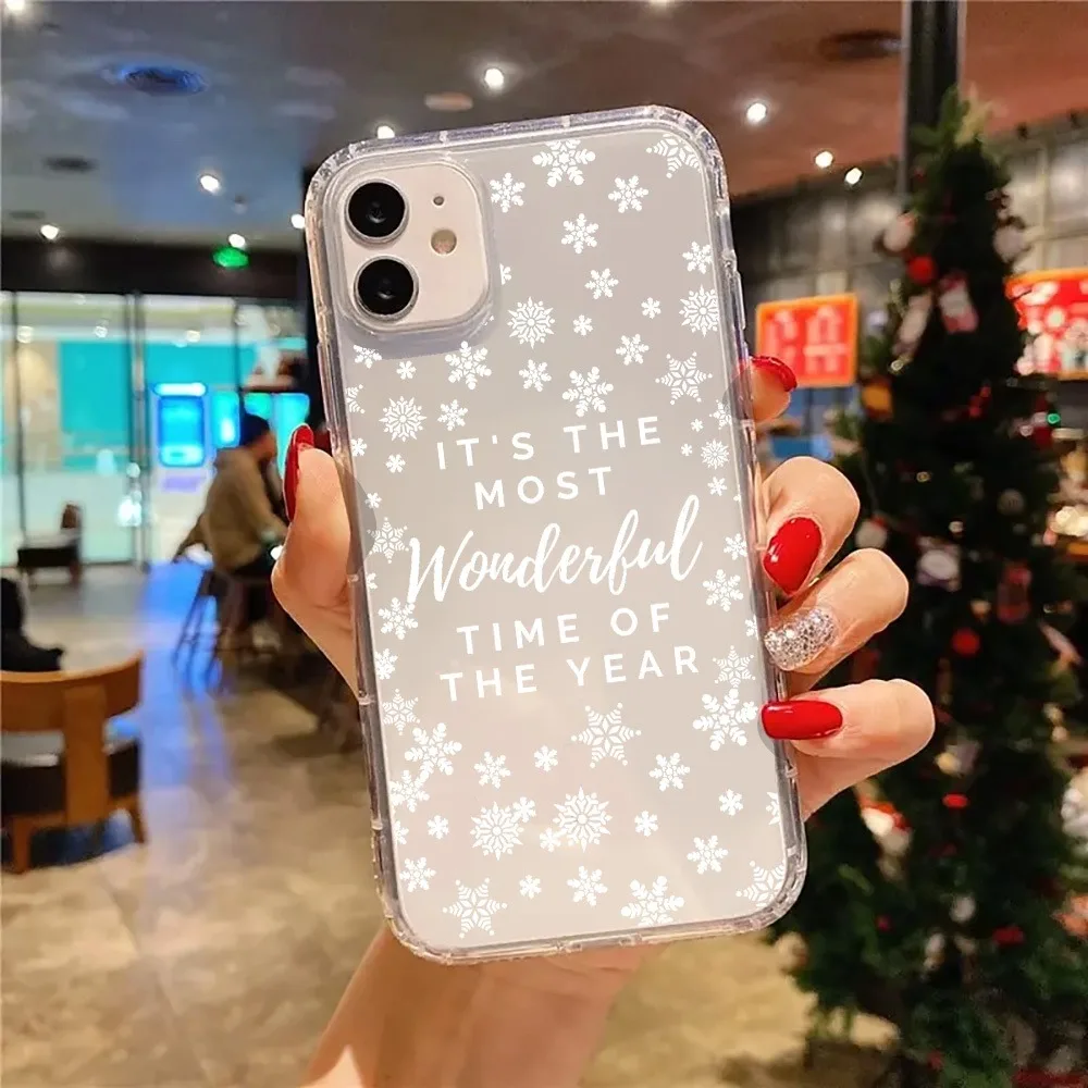 Funda de teléfono transparente estética con bonitos copos de nieve de Navidad para iPhone 17 16 11 12 13 14 15 Pro Max XR XS X 7 8 Plus 17 fundas de aire - imagen 3