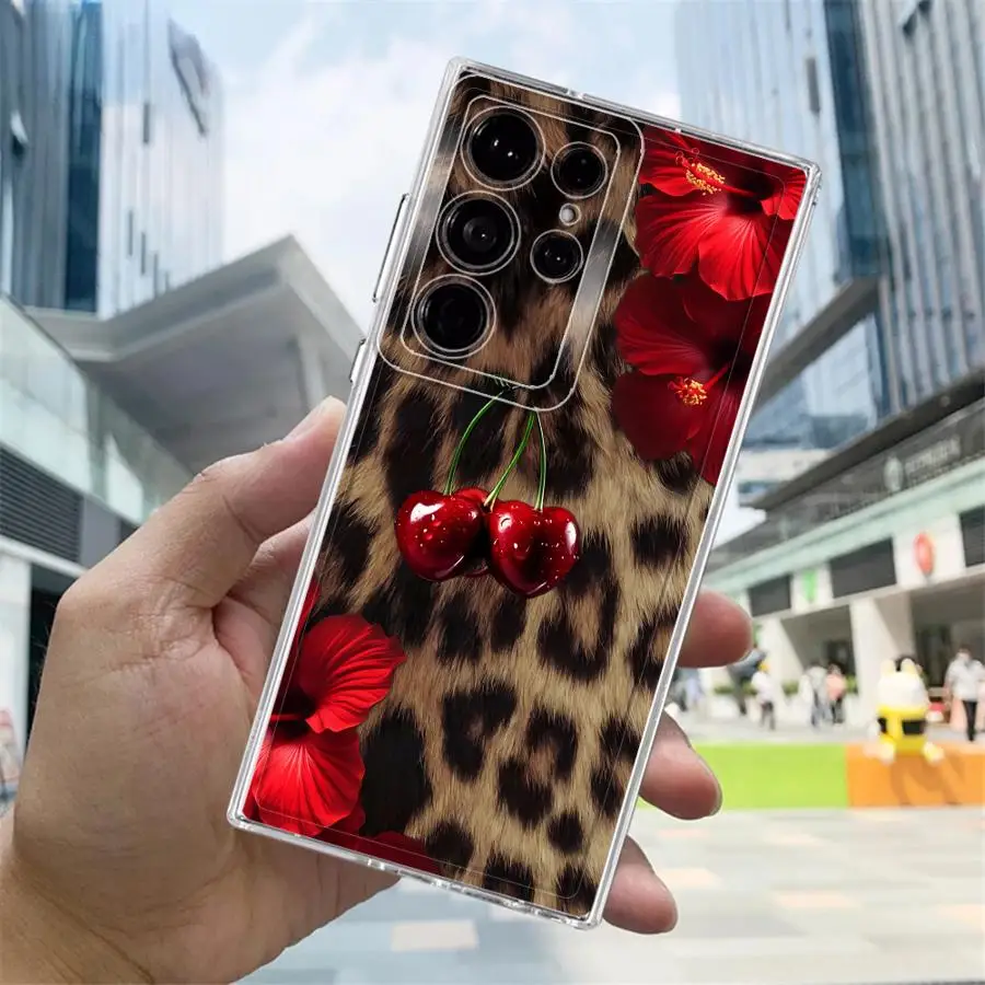 Funda de teléfono suave para Samsung Galaxy S22 FE Note 20 Ultra 10 S25 Edge S24 S23 Ultra S20 Plus S21 Premium estampado de leopardo - imagen 3