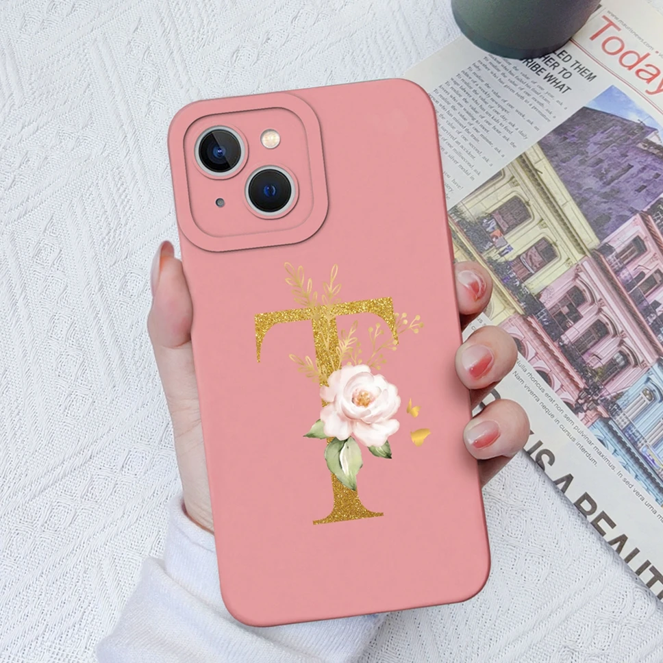 Funda de silicona líquida para iPhone, carcasa a prueba de golpes para Apple iPhone 13 mini Pro Max, Rose A-Z Letter, 13 mini, 13Pro Max - imagen 5