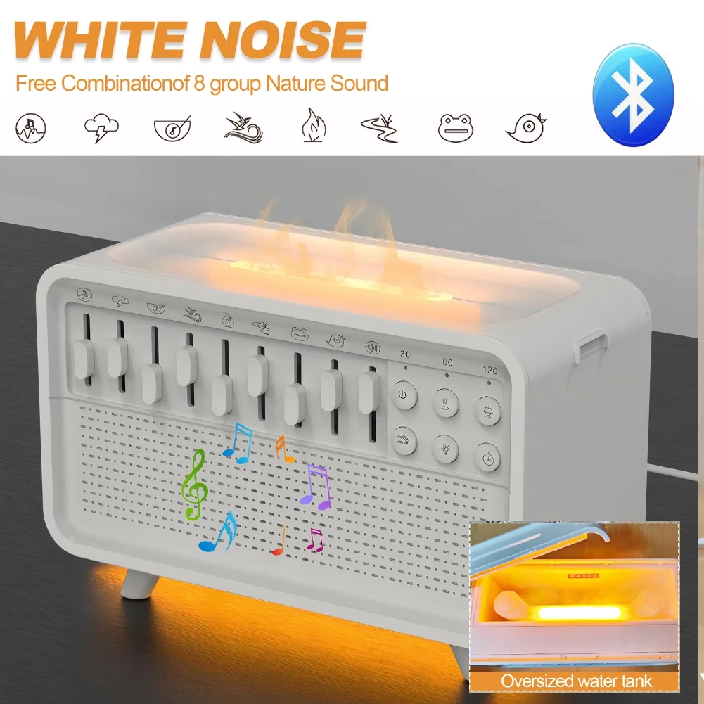 Altavoz LED de ruido blanco con 8 sonidos naturales, altavoz portátil BT, humidificador recargable, difusor de Aroma, luz nocturna para dormitorio - imagen 2