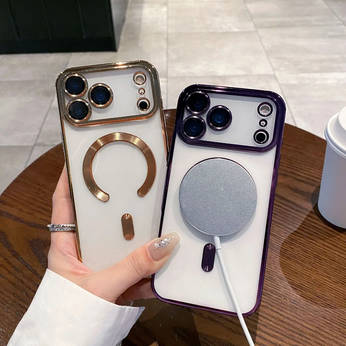 Para iPhone 17 Pro Max 17 Air 17Pro funda magnética para Mag-safe chapado TPU suave transparente Protector de cámara completa Fundas - imagen 4