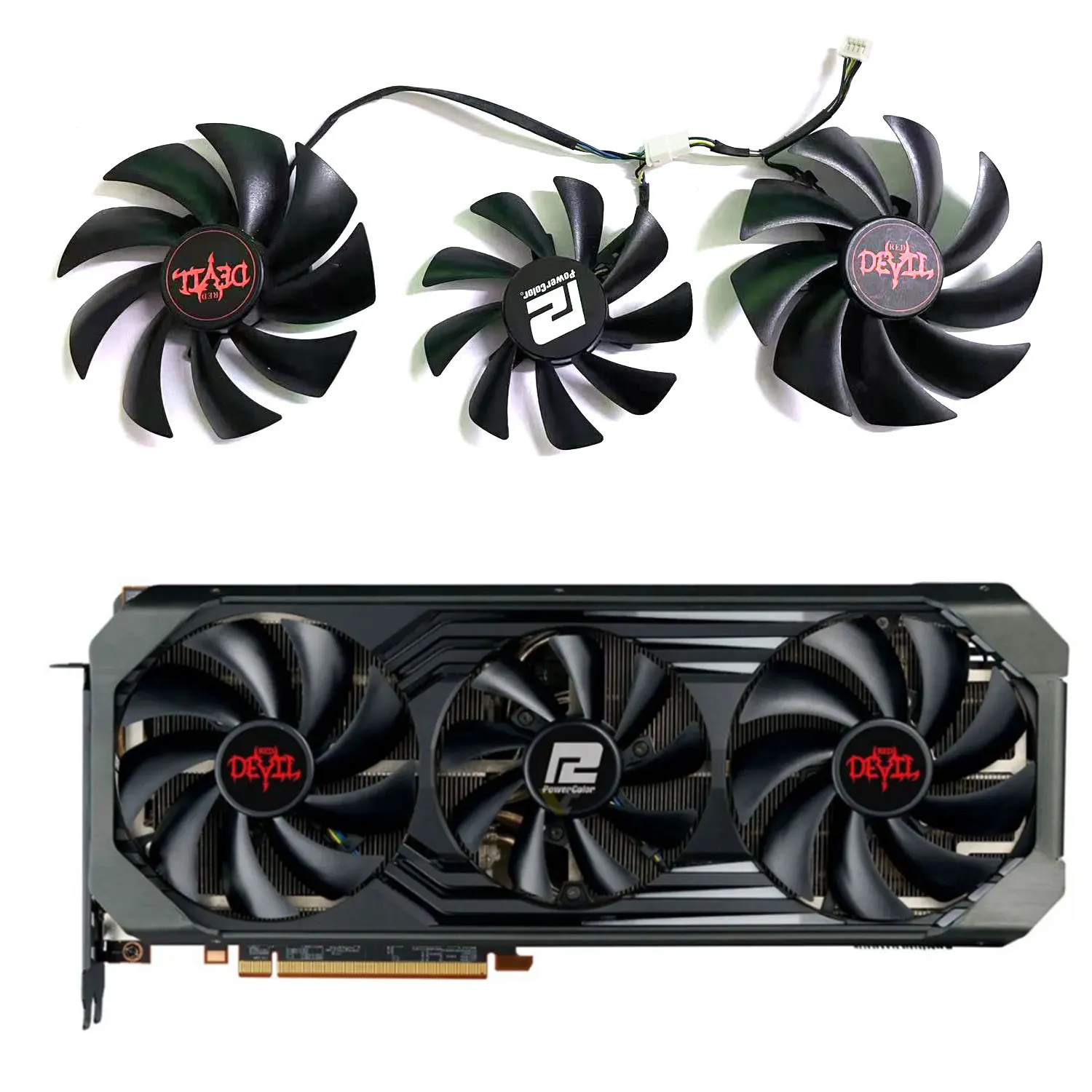 95MM FD10015H12D 85MM FD9015U12D 4PIN para Powercolor Radeon RX6700XT 6750 6750XT 6800 6800XT 6900XT 6950XT Red Devil OC - imagen 2