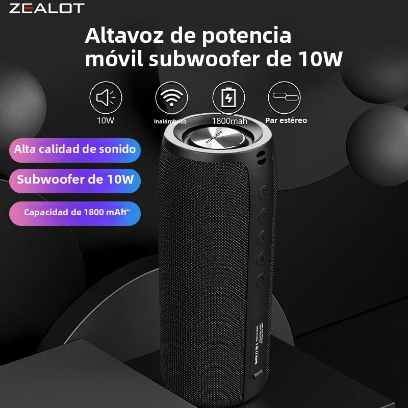 Zealot -S51 Altavoces inalámbricos, altavoz subwoofer portátil para exteriores, IPX 5, resistente al agua, emparejamiento dual, 1800 mAh - imagen 2