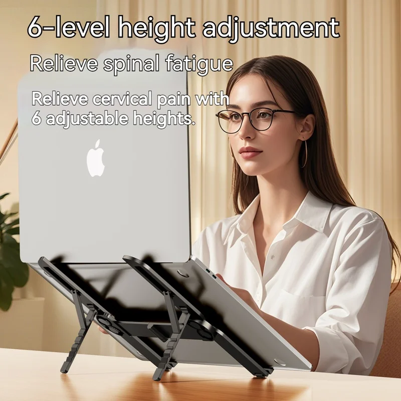 Escritorio portátil plegable Mini soporte ajustable de Metal para ordenador portátil para Ipad soporte para portátil Compatible con tabletas portátiles de 10-17 pulgadas - imagen 5