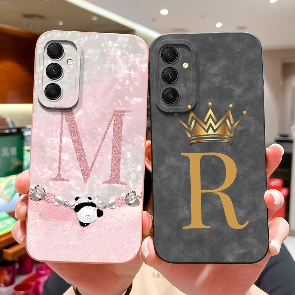 Para Samsung Galaxy A35 A55 Funda bonita con letras de Panda para Samsung A 55 Galaxy A 35 Funda trasera de silicona líquida suave