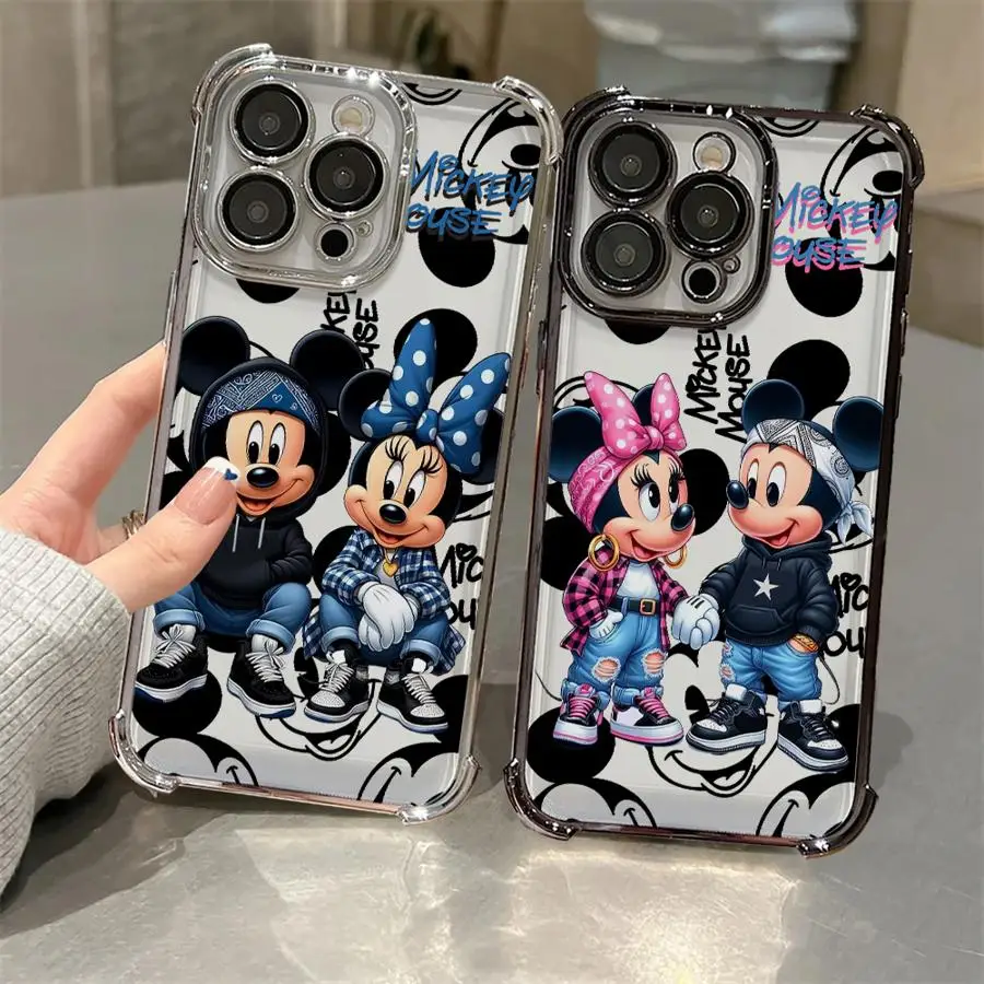 Funda transparente para Apple iPhone 15 13 16 XR 11 14 Pro 16Plus XS MAX 15Pro Max 11Pro 12 Disney Mickey Minnie Mouse Cool