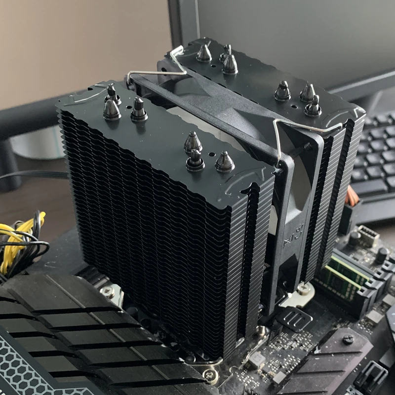 6 tubos de calor CPU enfriador de aire 4 pines PWM RGB negro ventilador de refrigeración de PC silencioso Intel LGA 1700 2011 1200 1156 X79 X99 1366 AMD AM4 AM3 AM5 - imagen 4