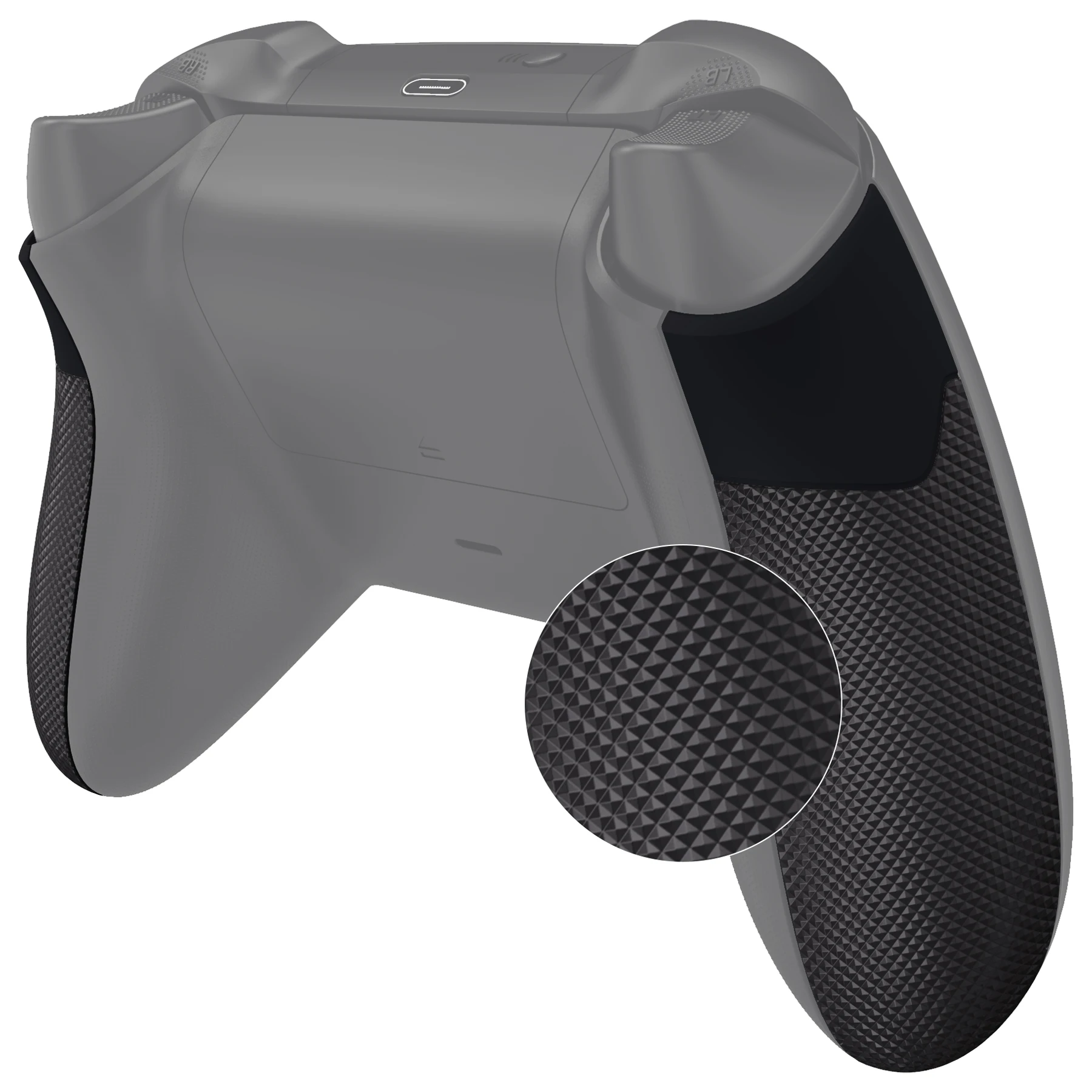 Agarres de goma extremos, paneles traseros de repuesto para controlador Xbox Core, mangos de rieles laterales antideslizantes, negro