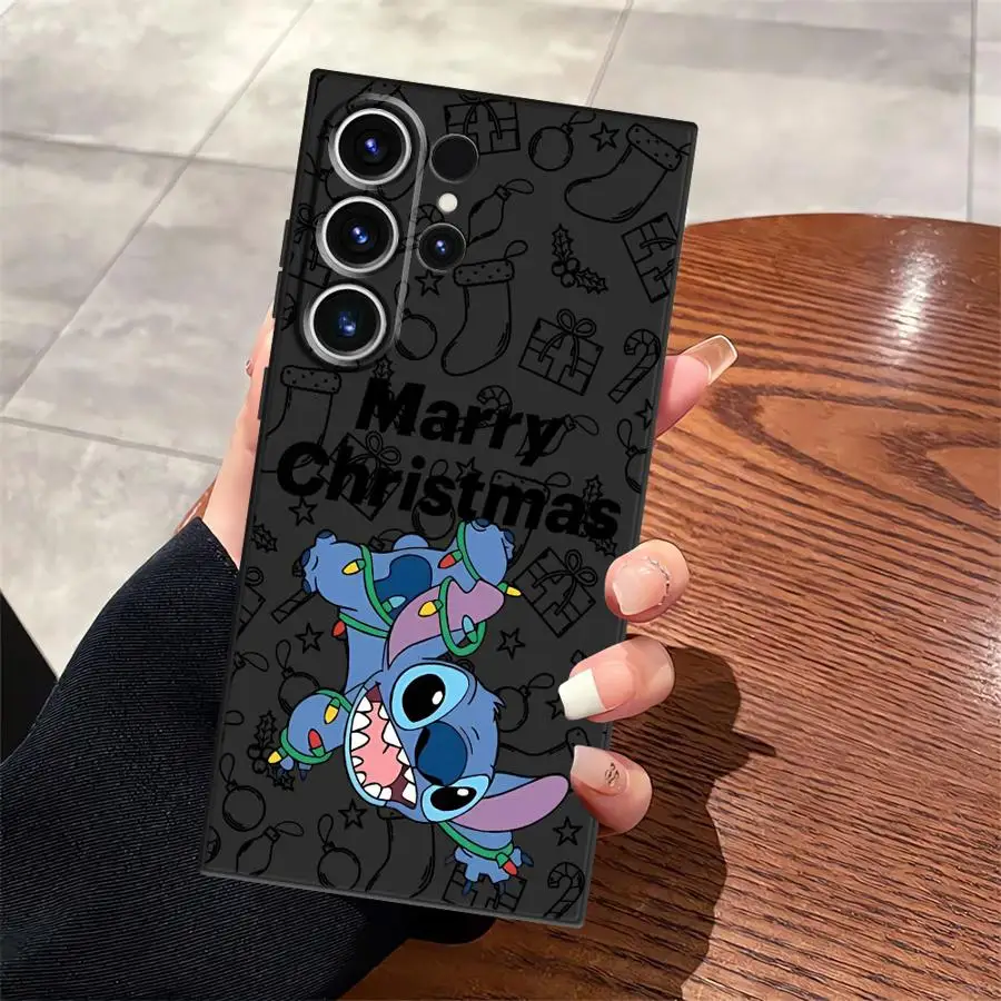 Funda de teléfono suave negra para Samsung Galaxy S23 Ultra S21 FE S24 Plus S20 S25 Edge Stitch dibujos animados de Navidad - imagen 3