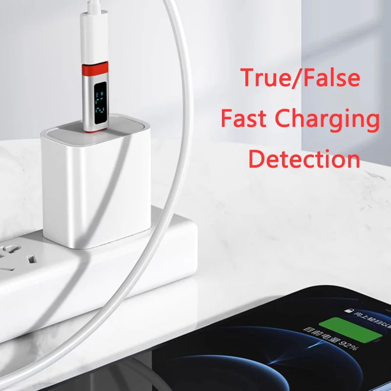 Pantalla USB C a conector tipo C pantalla Digital Cable de carga convertidor adaptador de enchufe monitoreo velocidad de carga PD 66W - imagen 4