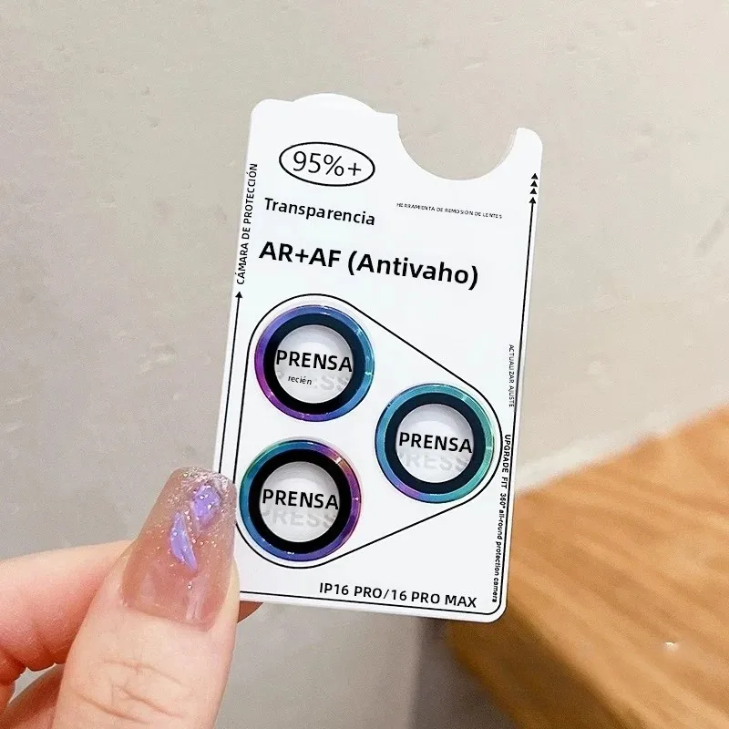 Vidrio de lente Ling de Metal azul para IPhone 17 Air 14 15 16 17 Pro Max, Protector de cámara de aleación, tapa de película de lente trasera con posicionador - imagen 3