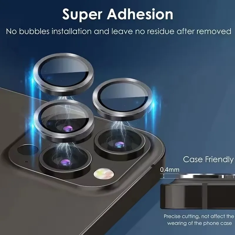 3 uds Protector de lente de Metal de vidrio para IPhone 16 13 12 11 14 15 Pro Max Mini protección de lente de cámara trasera para IPhone 14 15 16 Plus - imagen 3