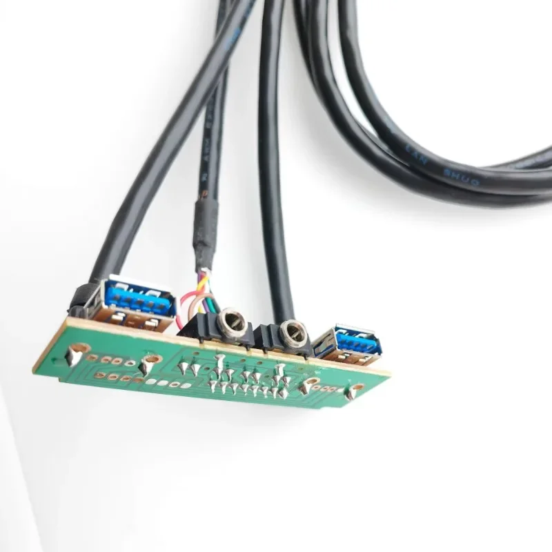 Adaptador de Audio HD Dual USB 3,0 de 19 pines, interfaz en ángulo de 90 grados, Cable de Panel frontal del chasis del ordenador, 72mm, 3,5mm - imagen 2