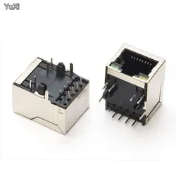 YUXI Conector RJ45 Hembra en Ángulo Recto con LED y Filtro