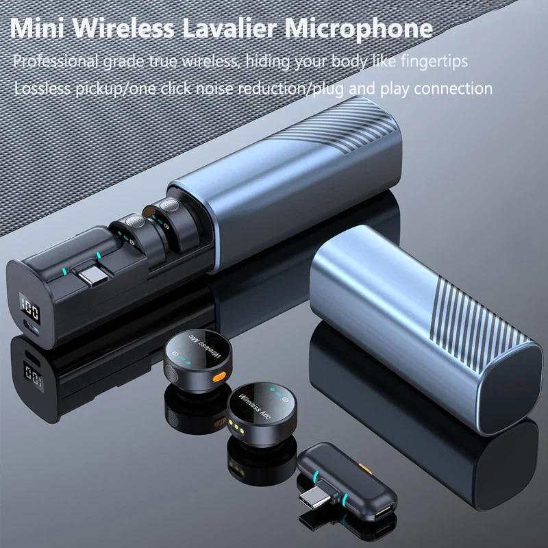 Micrófono Lavalier inalámbrico con reducción de ruido, micrófono magnético para iPhone, Android, pantalla LED para entrevista, grabación de vídeo Vlog - imagen 5